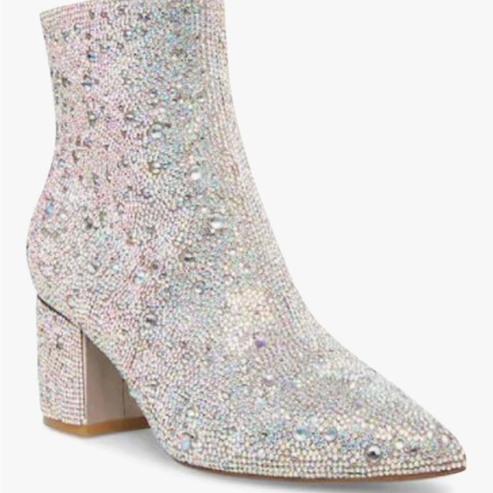 Betsey Johnson Sparkling Silver Ankle Booties